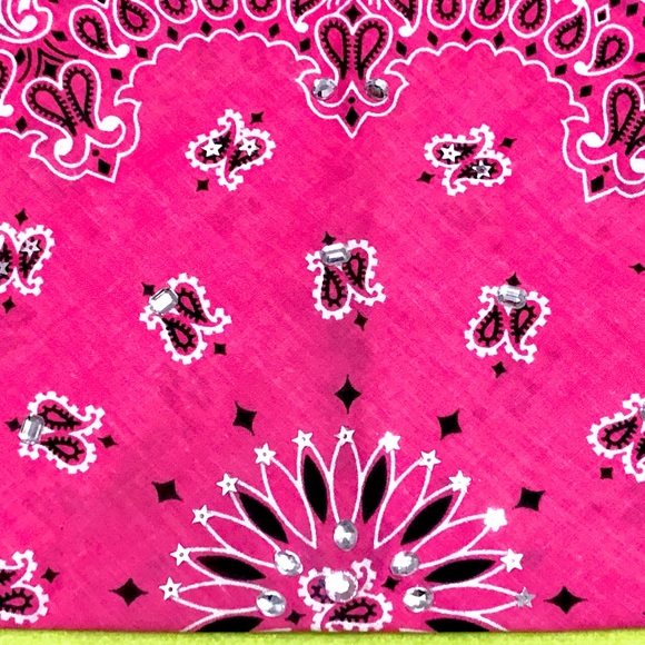 Pink Head Bandana Jeweled Studded Scarf Headpiece - Picture 6 of 6
